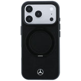 Mercedes Benz iPhone 17 Pro Max/iPhone 18 Pro Max Deksel i skinn med ringstativ, Svart