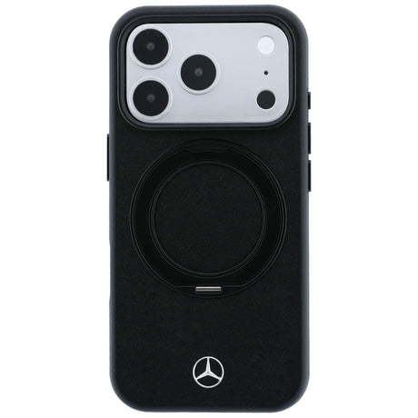 Mercedes Benz iPhone 17 Pro Max/iPhone 18 Pro Max Deksel i skinn med ringstativ, Svart