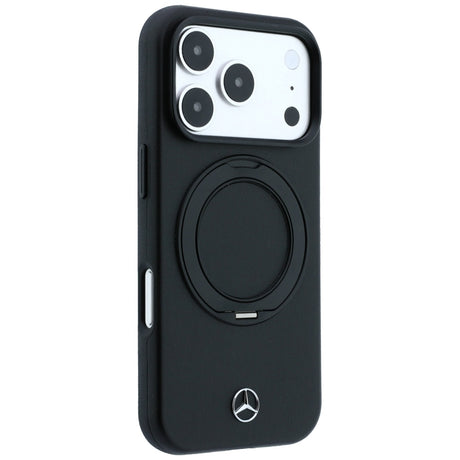 Mercedes Benz iPhone 17 Pro Max/iPhone 18 Pro Max Deksel i skinn med ringstativ, Svart