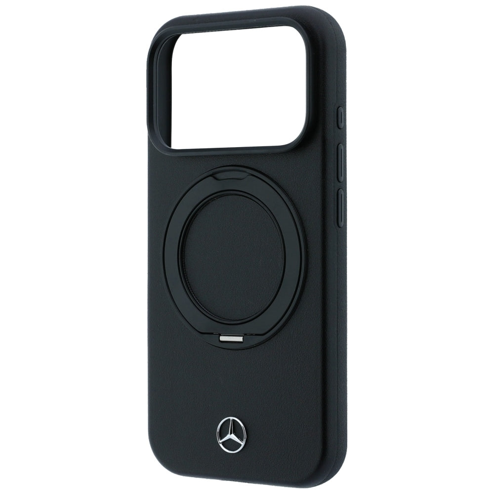 Mercedes Benz iPhone 17 Pro Max/iPhone 18 Pro Max Deksel i skinn med ringstativ, Svart