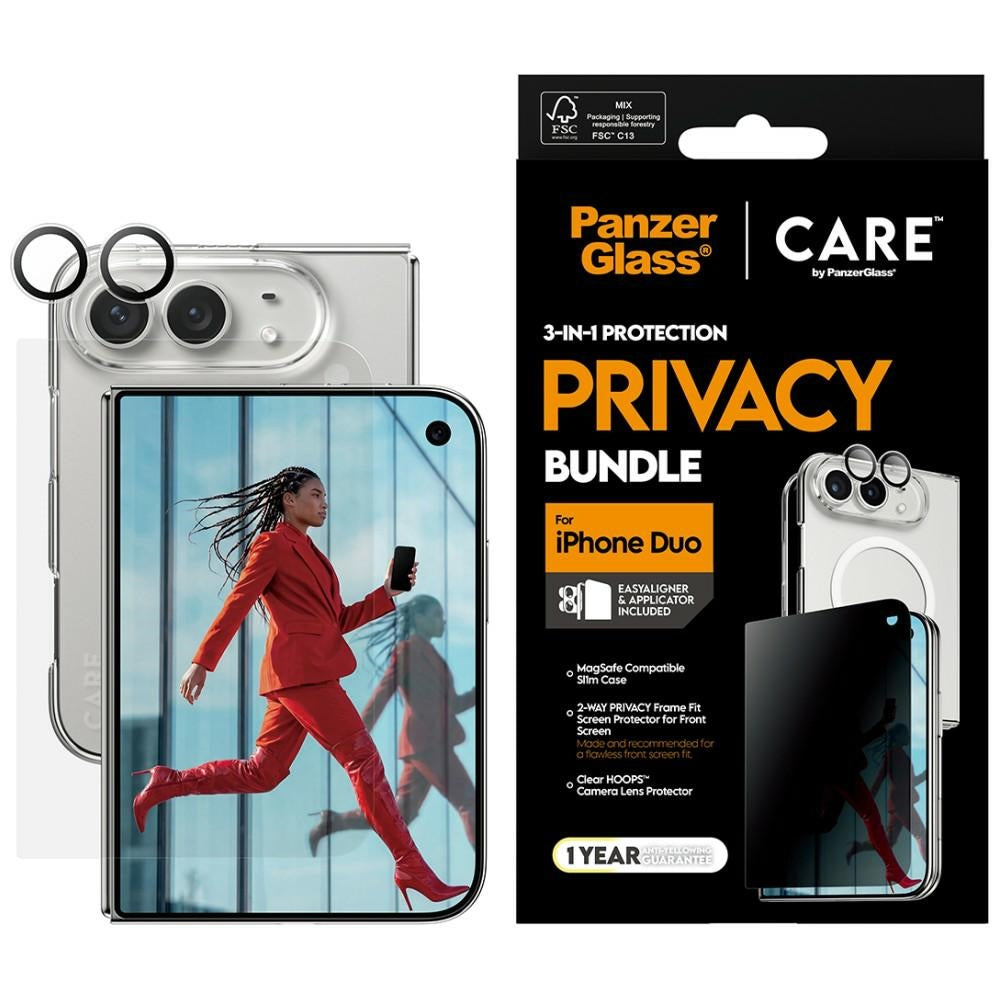 CARE by PanzerGlass iPhone Duo 3-in-1 SL1M Bundle Privacy