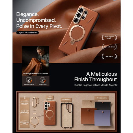 Torras Samsung Galaxy S26 Ultra Deksel Ostand Q3 Vegskin Amber Brown