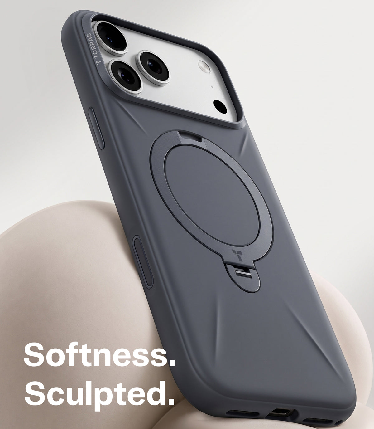 Torras iPhone 18 Pro Max Deksel Ostand Q3 Silicone Svart