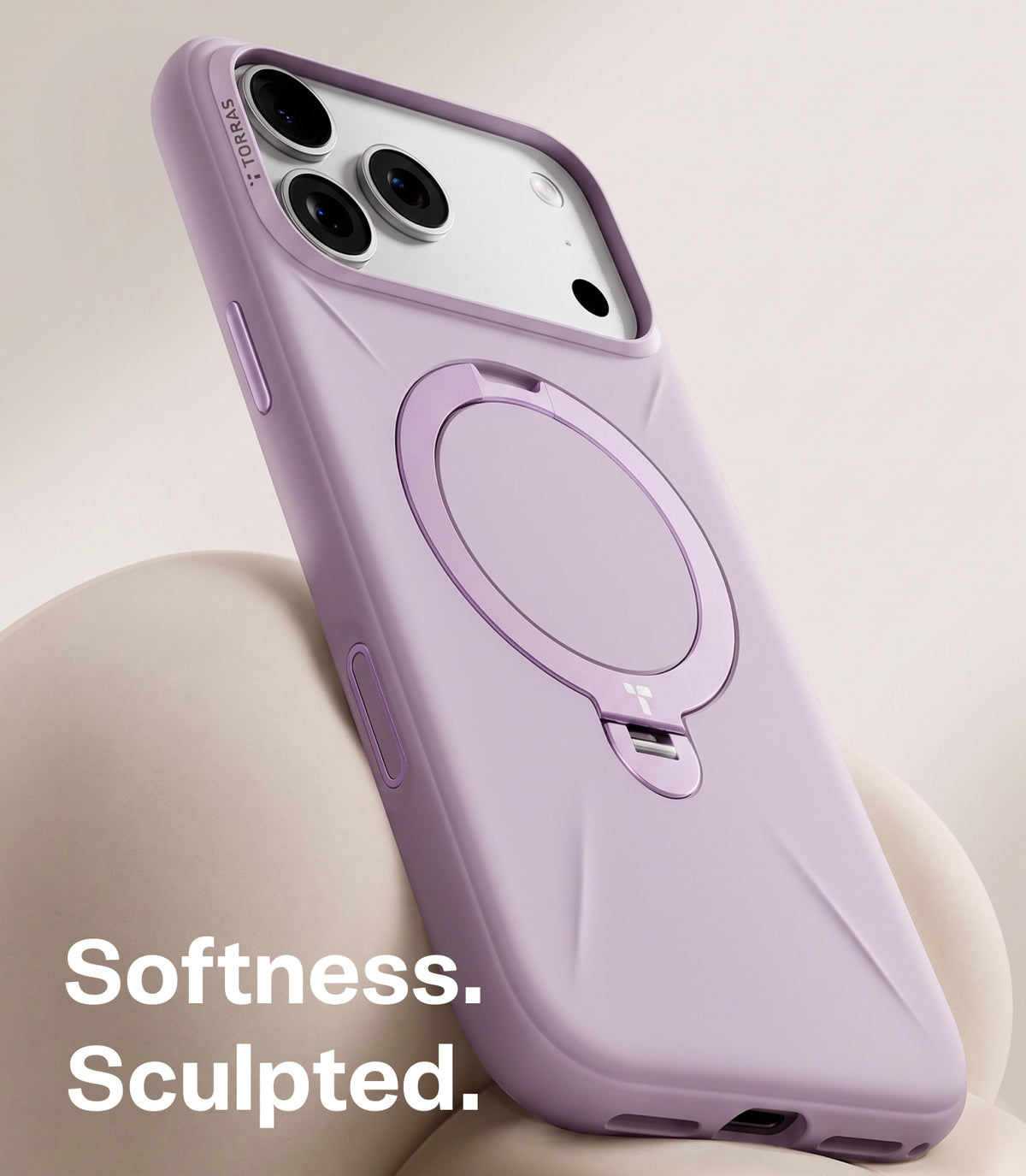 Torras iPhone 18 Pro Max Deksel Ostand Q3 Silicone Lilla