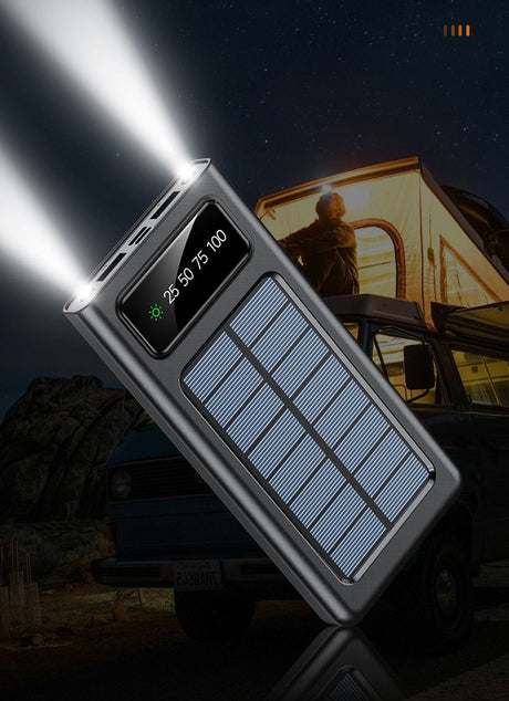 SiGN Powerbank med solceller & inbyggda kablar 20 000 mAh
