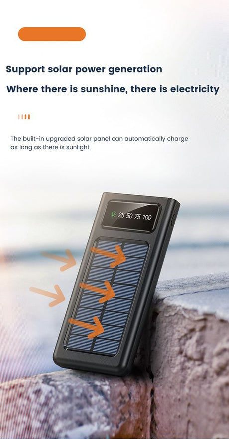 SiGN Powerbank med solceller & inbyggda kablar 20 000 mAh