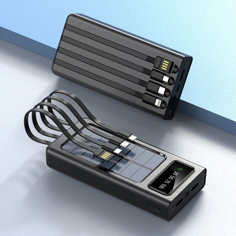 SiGN Powerbank med solceller & inbyggda kablar 20 000 mAh