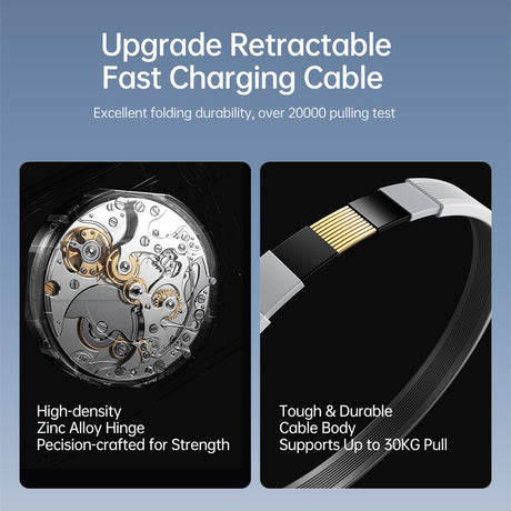 SiGN 65W Snabbladdare GaN med utdragbar USB-C kabel Hvit
