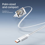 SiGN 65W Snabbladdare GaN med utdragbar USB-C kabel Hvit
