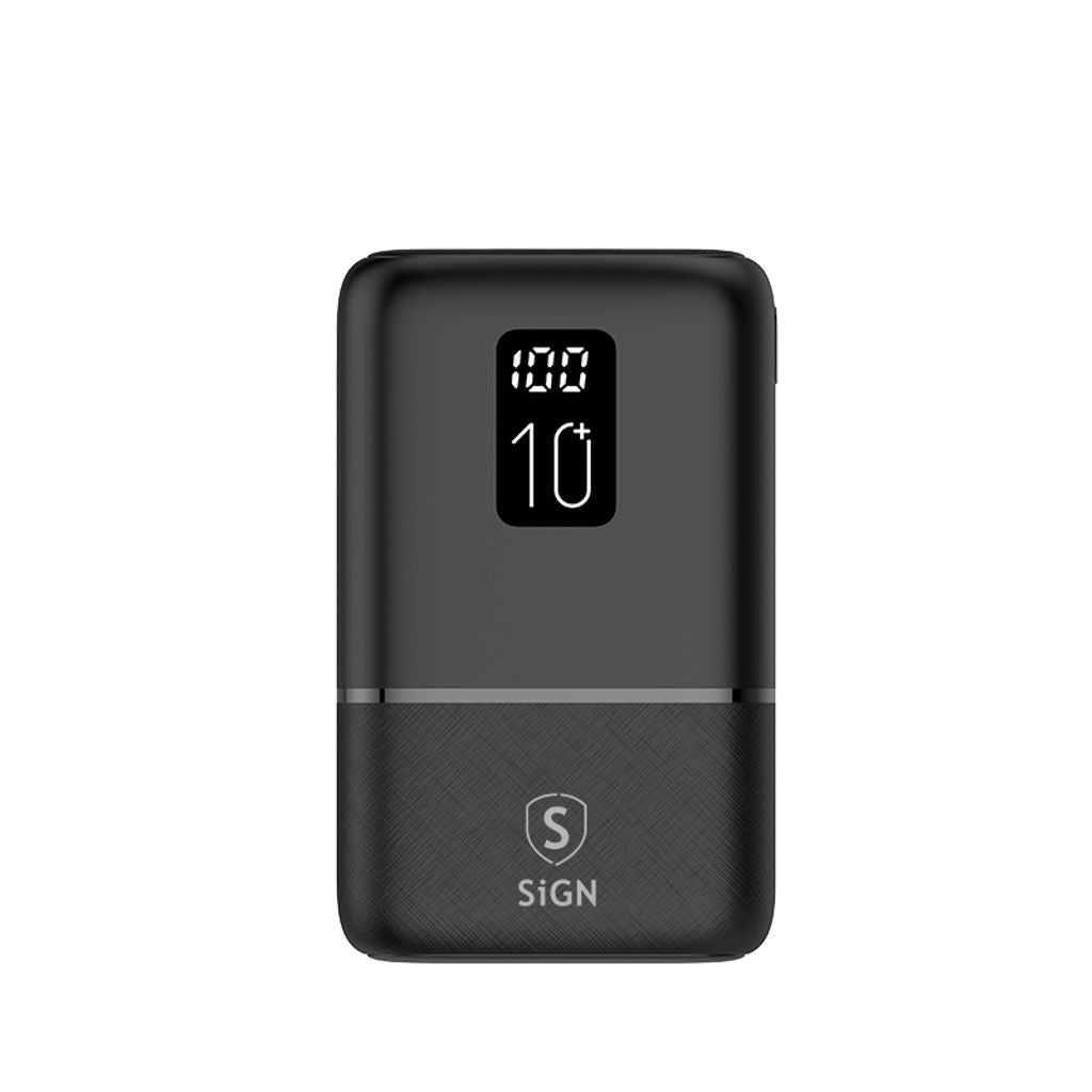 SiGN Mini Powerbank med Display 10 000mAh Svart