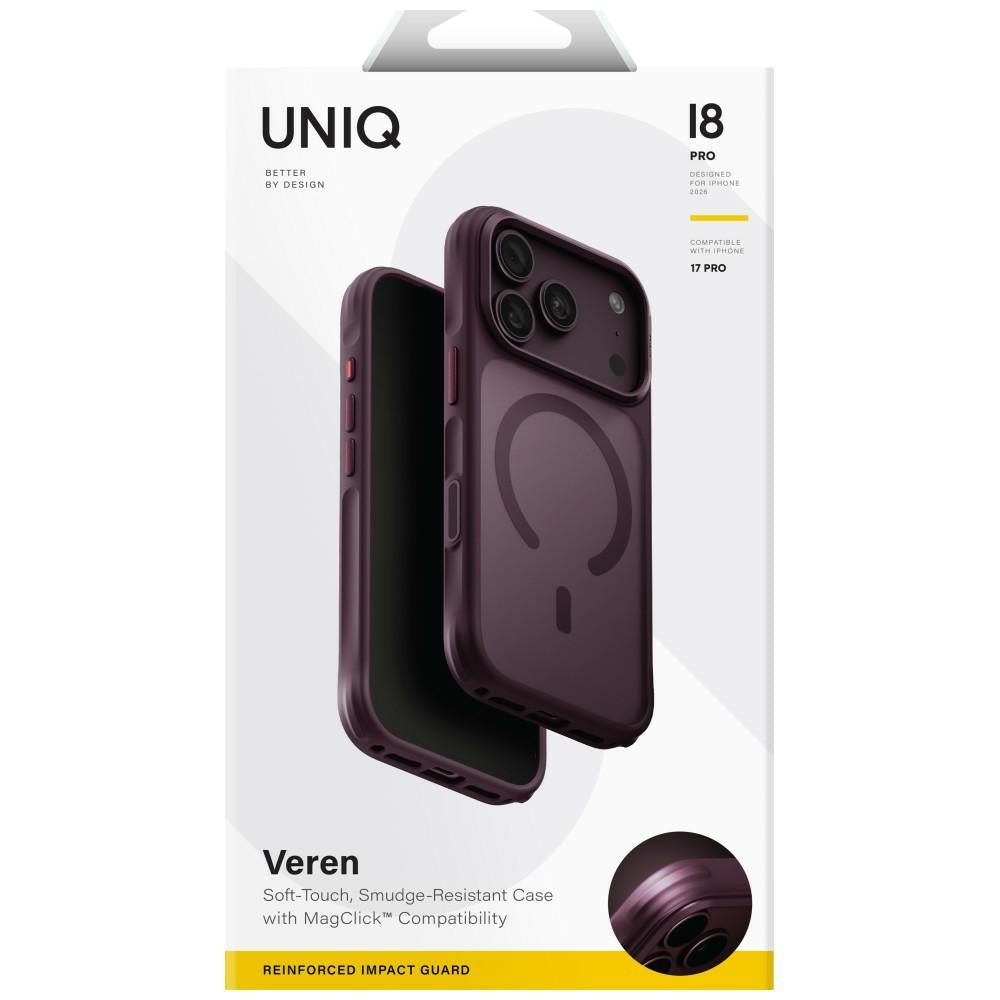 Uniq iPhone 17 Pro/iPhone 18 Pro Deksel Veren MagClick Burgundy