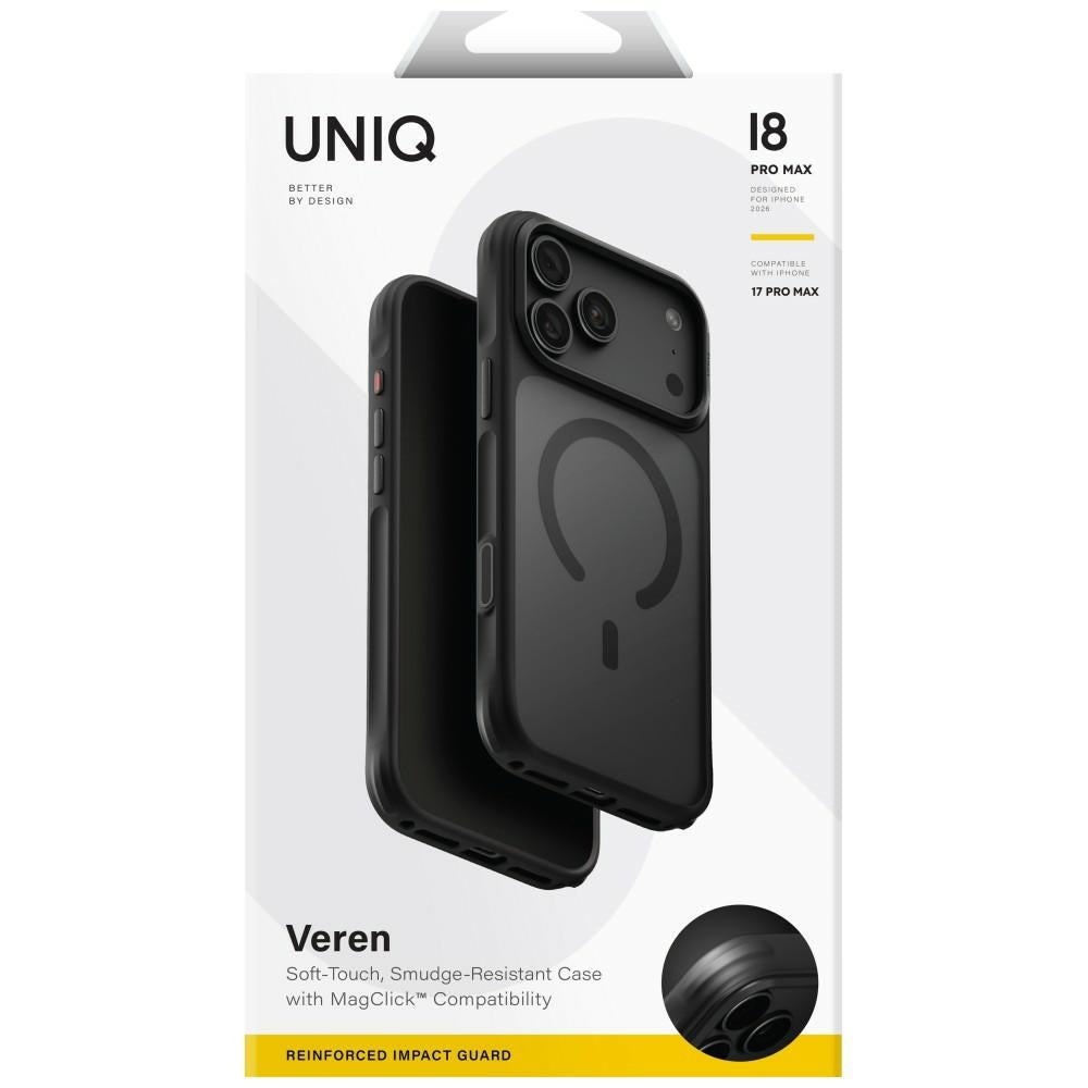 Uniq iPhone 17 Pro Max/iPhone 18 Pro Max Deksel Veren MagClick Svart