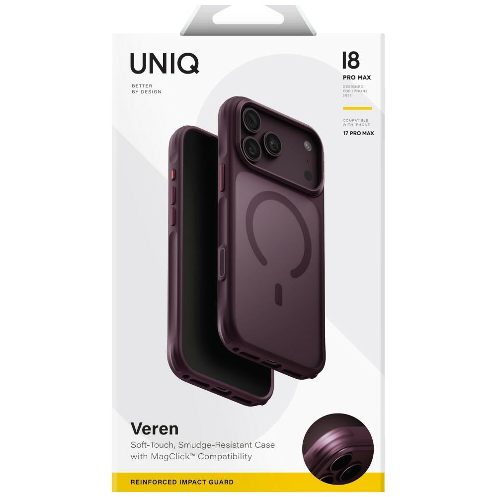 Uniq iPhone 17 Pro Max/iPhone 18 Pro Max Deksel Veren MagClick Burgundy