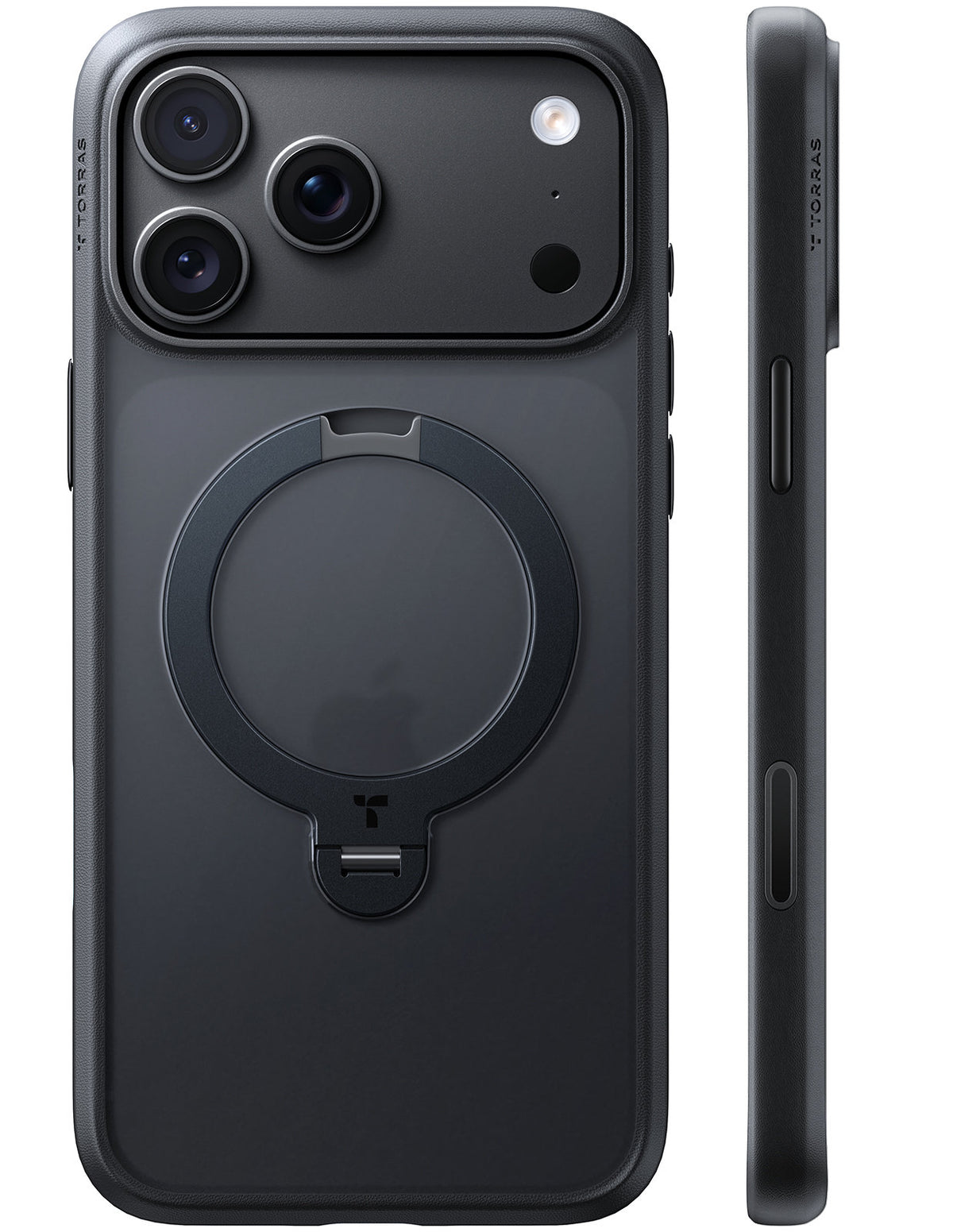Torras iPhone 18 Pro Deksel Ostand Q3 Spin Obsidian Black