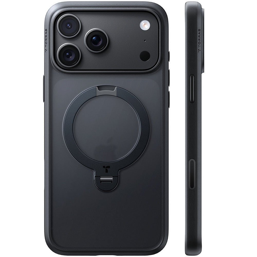 Torras iPhone 18 Pro Max Deksel Ostand Q3 Spin Obsidian Black
