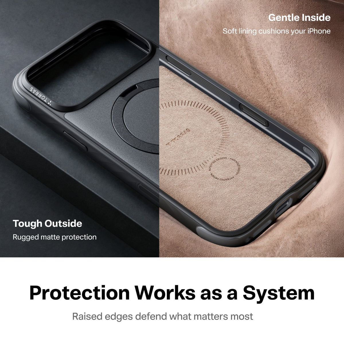 Torras iPhone 18 Pro Max Deksel Ostand Q3 Rugged Jet Black