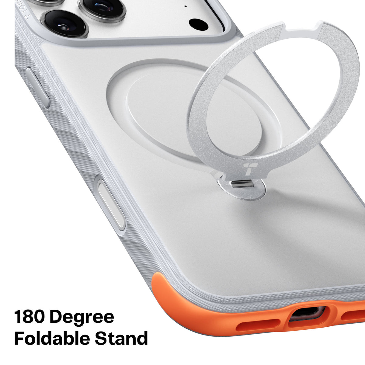 Torras iPhone 18 Pro Max Deksel Ostand Q3 Rugged Sunrise White