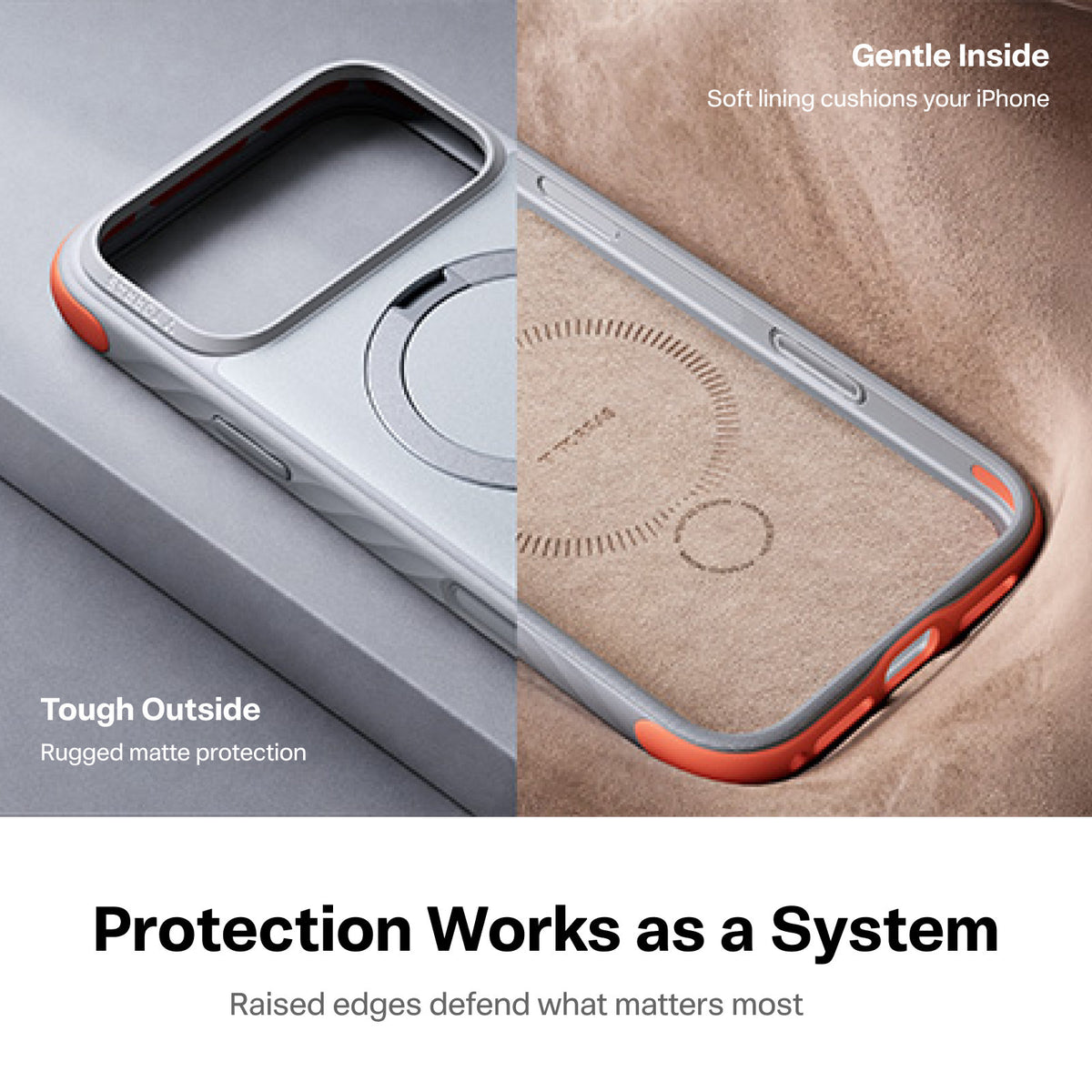 Torras iPhone 18 Pro Max Deksel Ostand Q3 Rugged Sunrise White