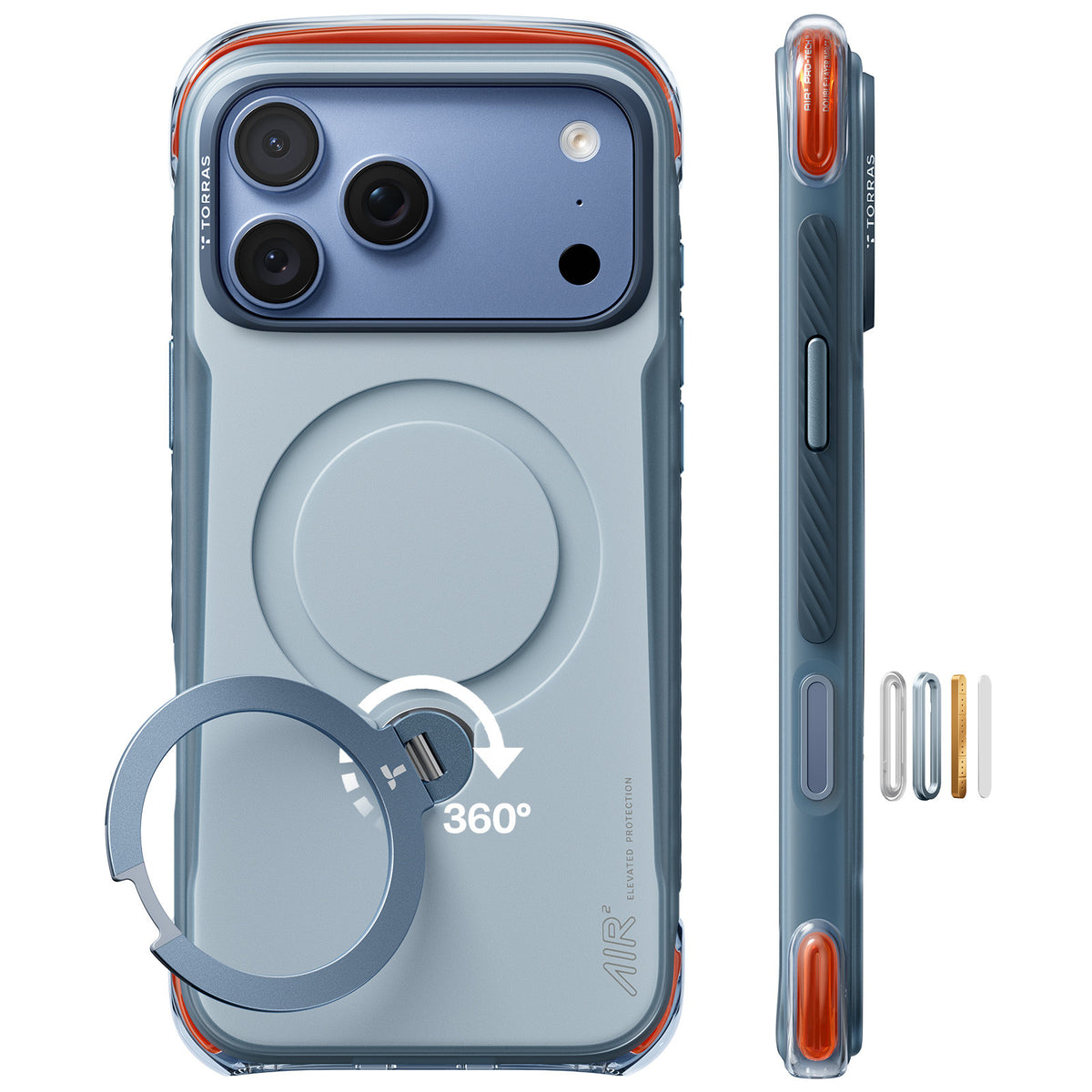 Torras iPhone 18 Pro Deksel Ostand Q3 Air Pro Polar Slate