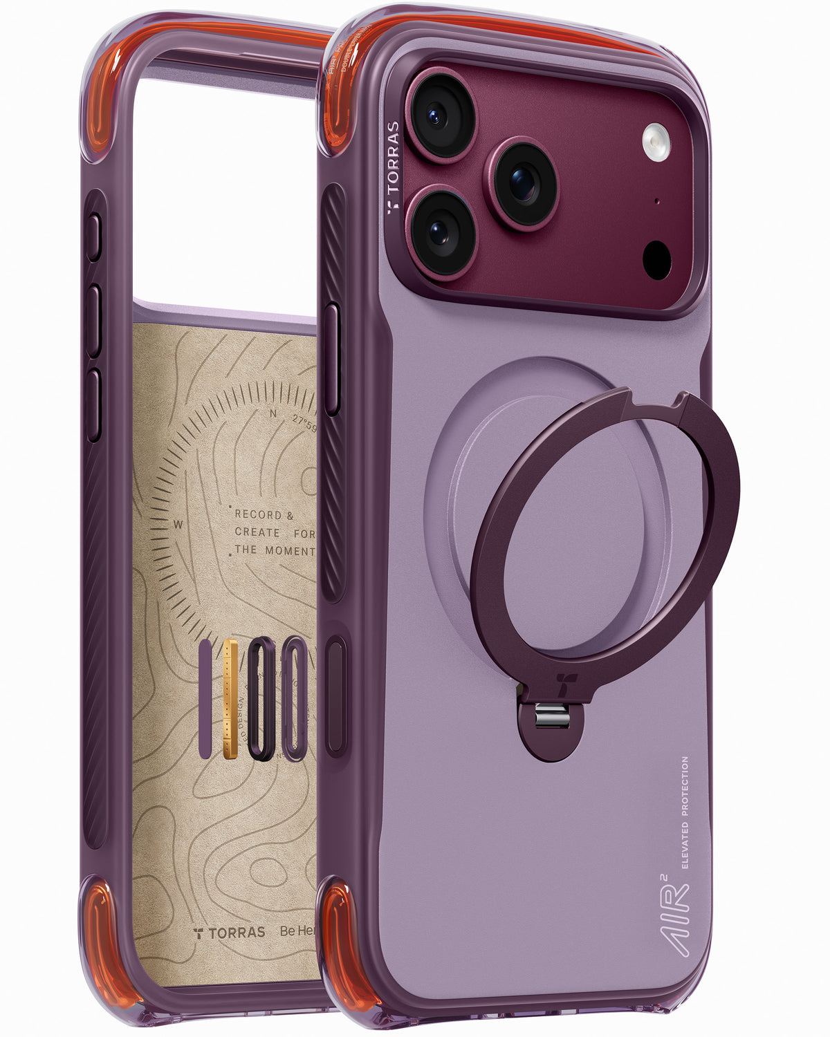 Torras iPhone 18 Pro Max Deksel Ostand Q3 Air Pro Violet Summit