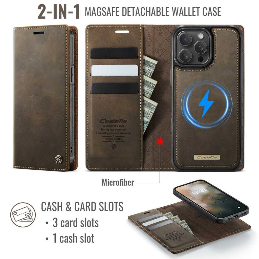 CaseMe iPhone 14 Pro Max Etui C49 Series Brun