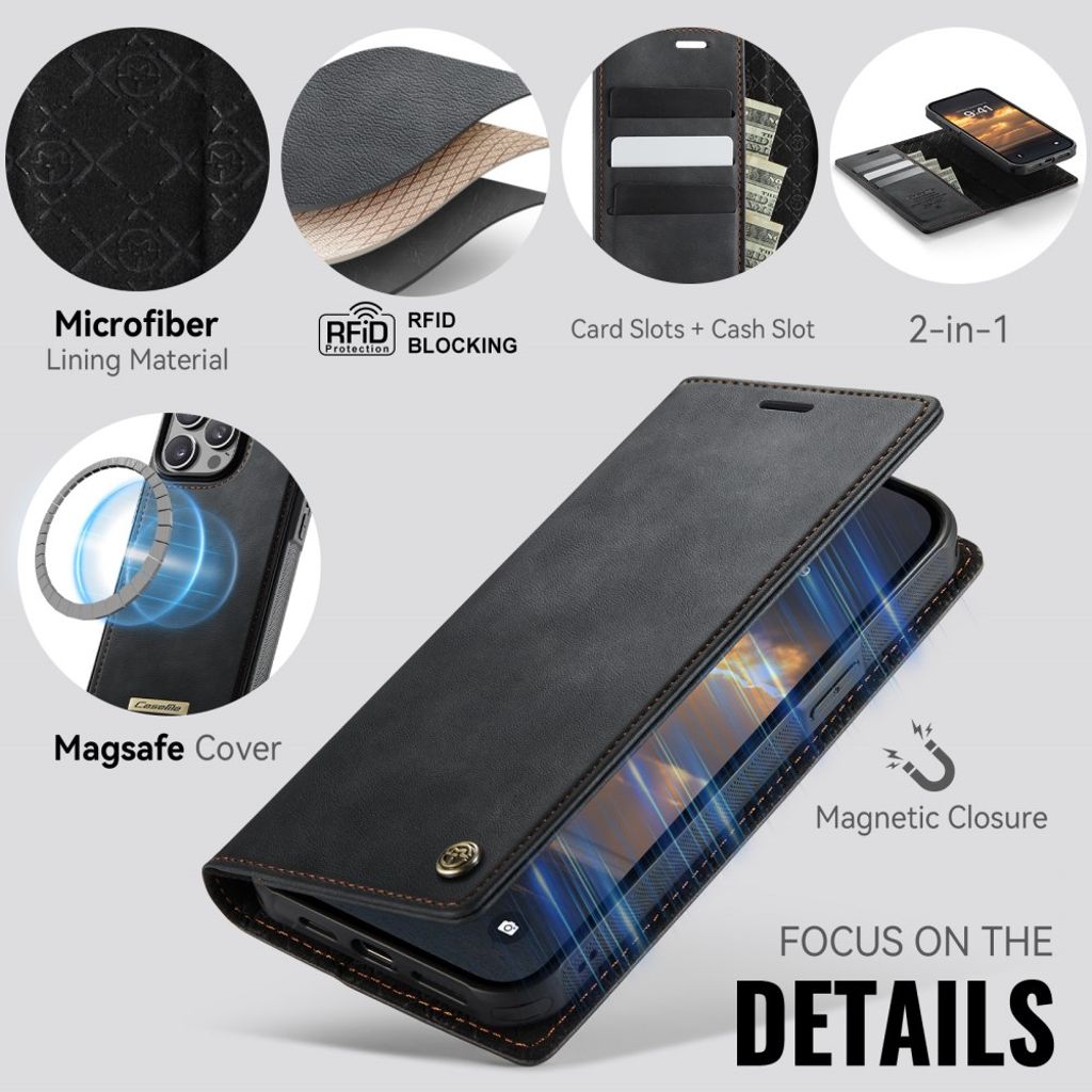 CaseMe iPhone 14 Pro Etui C49 Series Svart