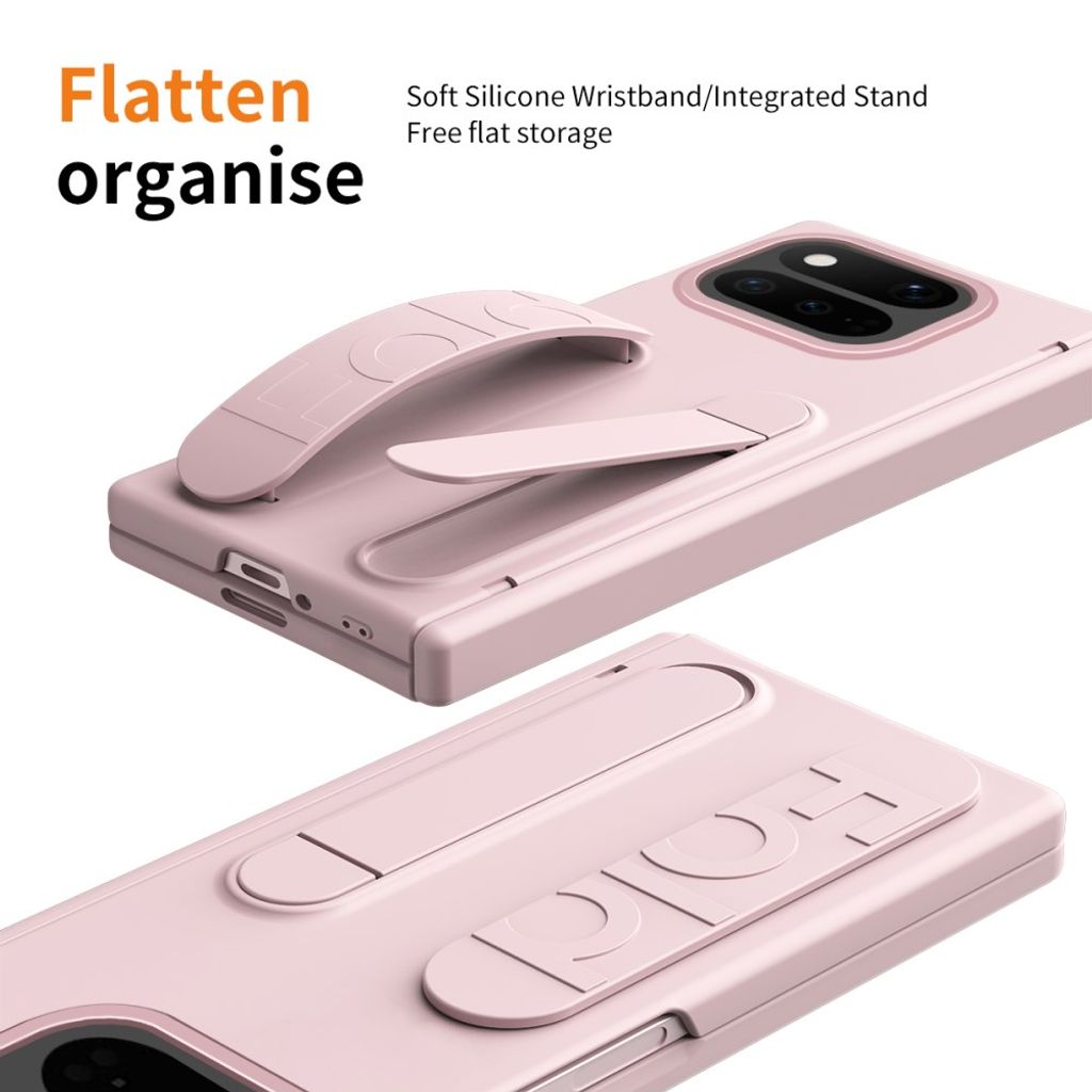 Google Pixel 11 Pro Fold Deksel med Stativ & Håndgrep Rosa