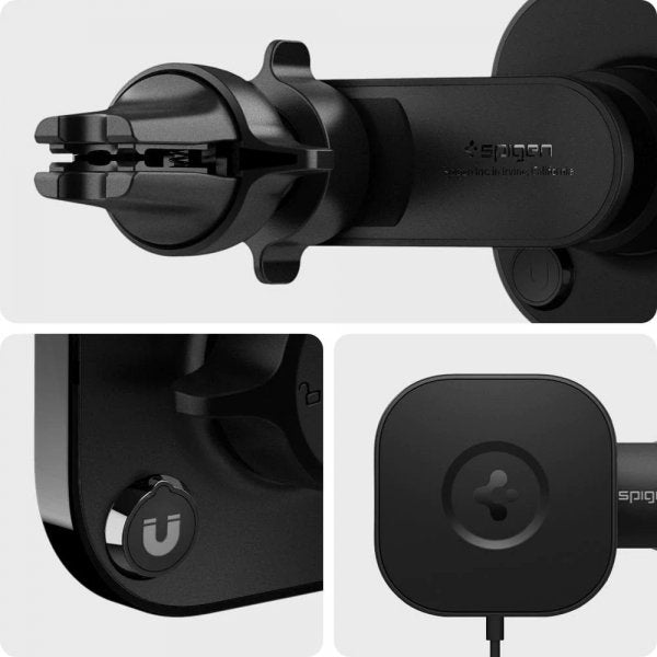 Spigen Mobilholder til bil OneTap Magnetic Car Mount Air Vent Wireless Charging Svart