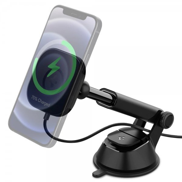 Spigen Mobilholder til bil OneTap Magnetic Car Mount Dashboard Wireless Charging Svart
