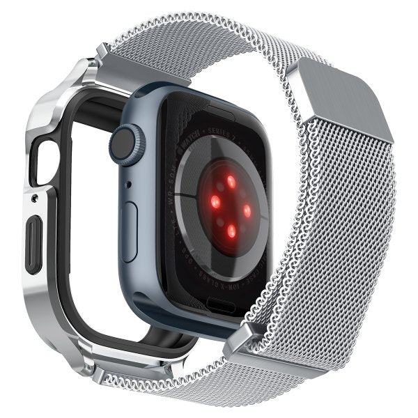 Spigen Apple Watch 45mm Armbånd Metal Fit Pro Sølv
