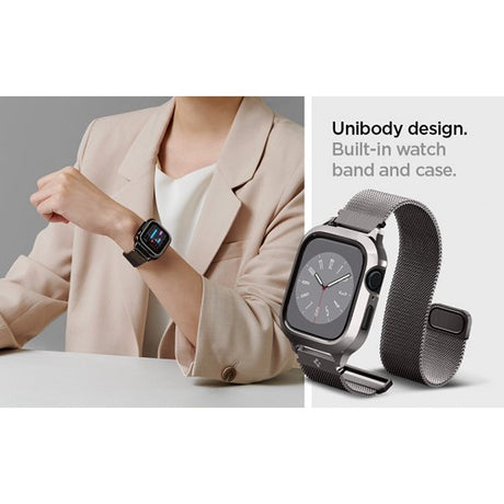 Spigen Apple Watch 45mm Armbånd Metal Fit Pro Graphite