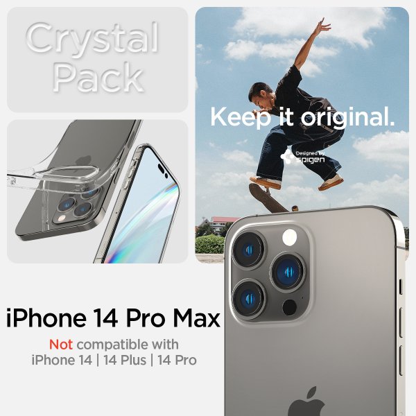 Spigen iPhone 14 Pro Max Deksel Skjermbeskytter Crystal Pack Crystal Clear