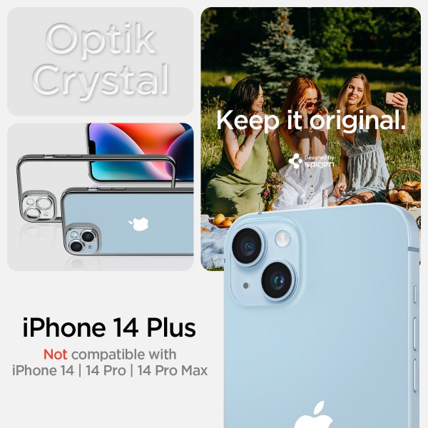 Spigen iPhone 14 Plus Deksel Optik Crystal Chrome Gray