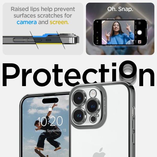 Spigen iPhone 14 Pro Deksel Optik Crystal Chrome Gray