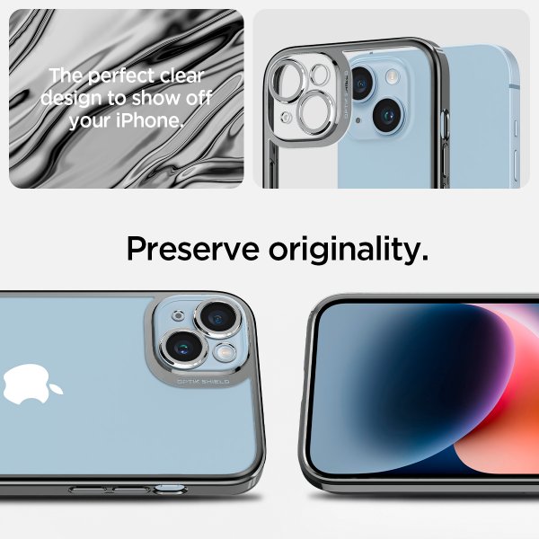 Spigen iPhone 14 Deksel Optik Crystal Chrome Gray