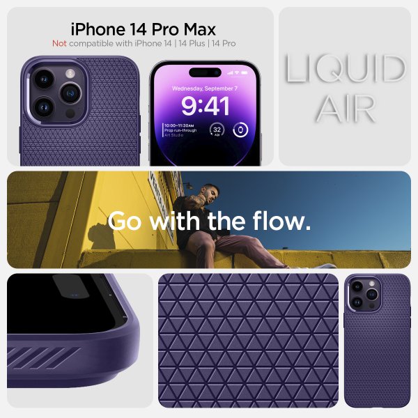 Spigen iPhone 14 Pro Max Deksel Liquid Air Deep Purple