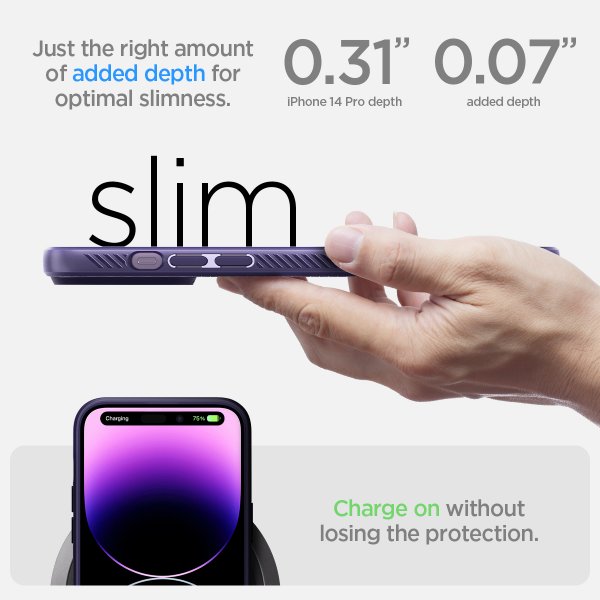 Spigen iPhone 14 Pro Deksel Liquid Air Deep Purple