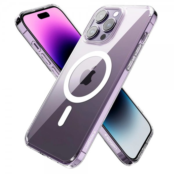 Spigen iPhone 14 Pro Max Deksel AirSkin Hybrid MagFit Hvit