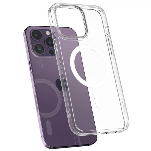 Spigen iPhone 14 Pro Max Deksel AirSkin Hybrid MagFit Hvit