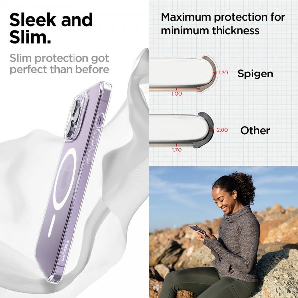 Spigen iPhone 14 Pro Deksel AirSkin Hybrid MagFit Hvit