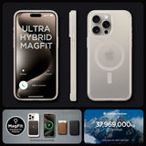 Spigen iPhone 15 Pro Max Deksel Ultra Hybrid MagFit Frost Natural Titanium