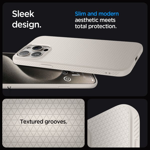 Spigen iPhone 15 Pro Max Deksel Liquid Air Natural Titanium