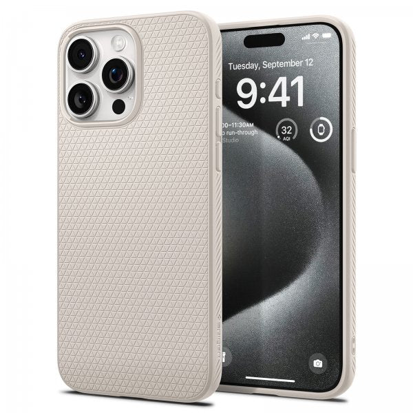 Spigen iPhone 15 Pro Deksel Liquid Air Natural Titanium