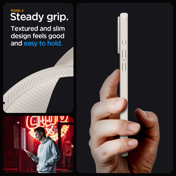 Spigen iPhone 15 Pro Deksel Liquid Air Natural Titanium