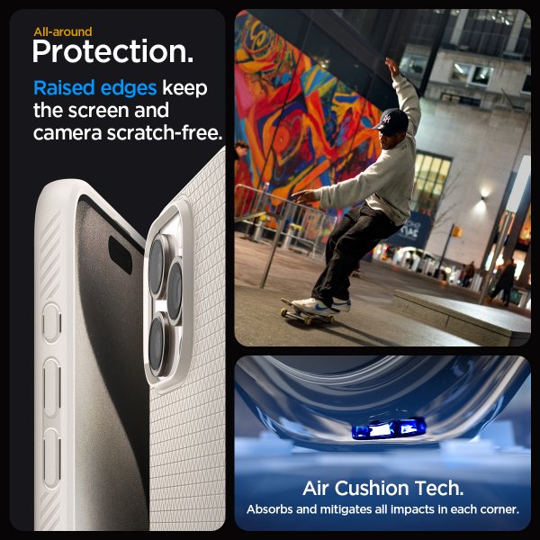 Spigen iPhone 15 Pro Deksel Liquid Air Natural Titanium