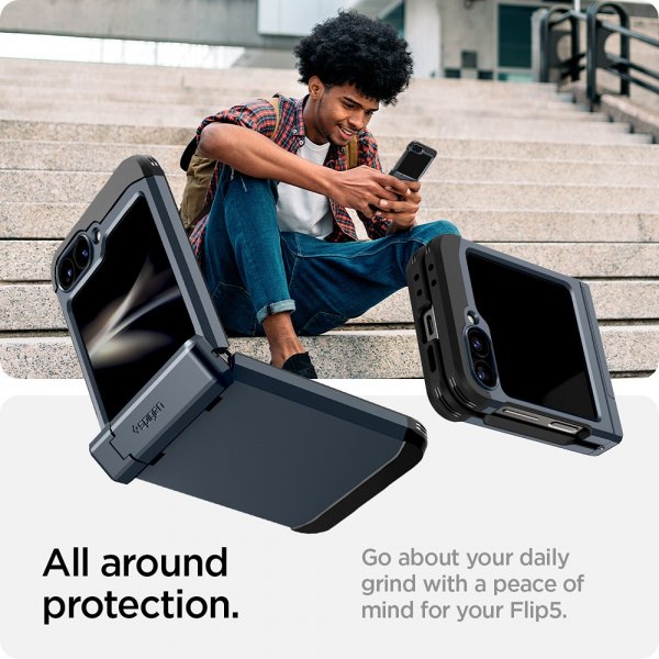 Spigen Samsung Galaxy Z Flip 6/Flip 7 FE Deksel Tough Armor Pro Metal Slate