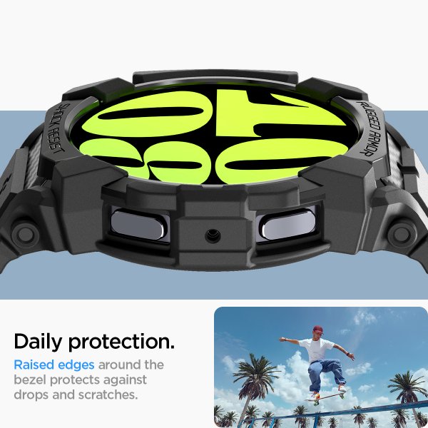 Spigen Samsung Galaxy Watch 7 40mm Armbånd og Deksel Rugged Armor Pro Matte Black