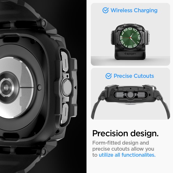 Spigen Samsung Galaxy Watch Ultra Armbånd og Deksel Rugged Armor Pro Matte Black