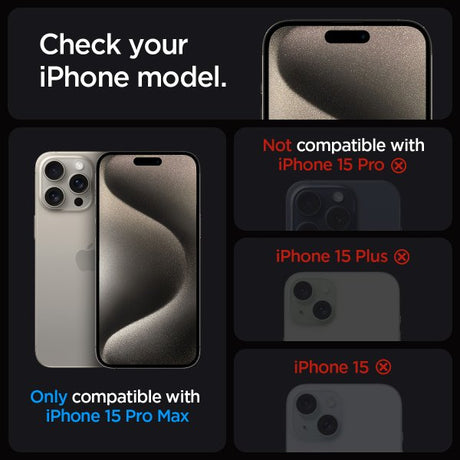 Spigen iPhone 15 Pro Max Skjermbeskytter GLAS.tR EZ Fit FC Svart 2-pakning