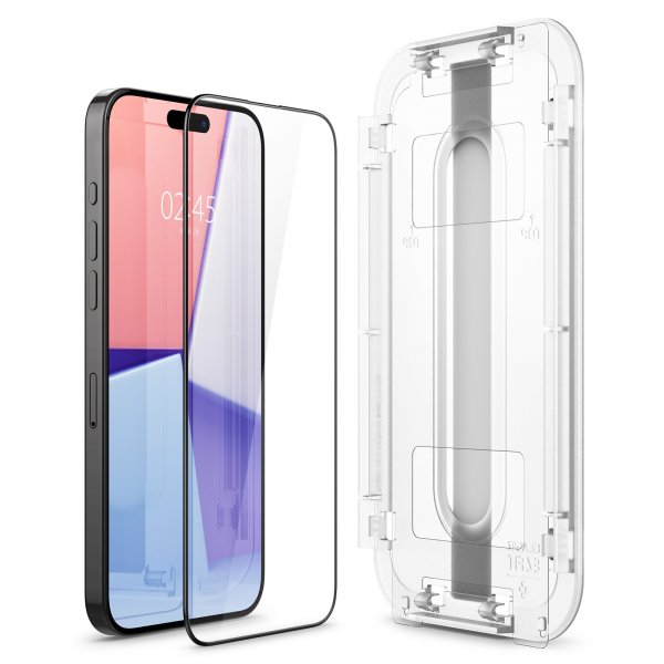 Spigen iPhone 15 Pro Skjermbeskytter GLAS.tR EZ Fit FC Svart 2-pack